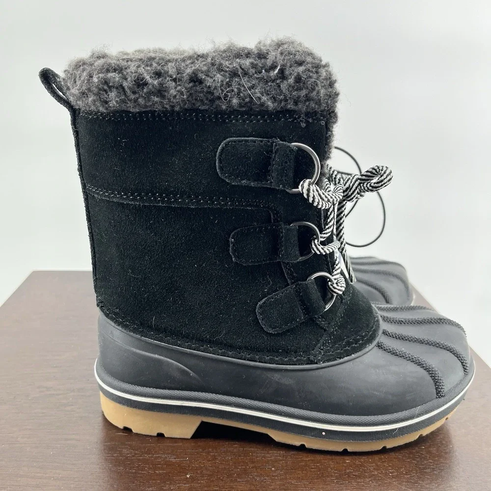 NWT Cat & Jack Kids Boys Size 13 Winter Snow Boots Lace Up Black Waterproof